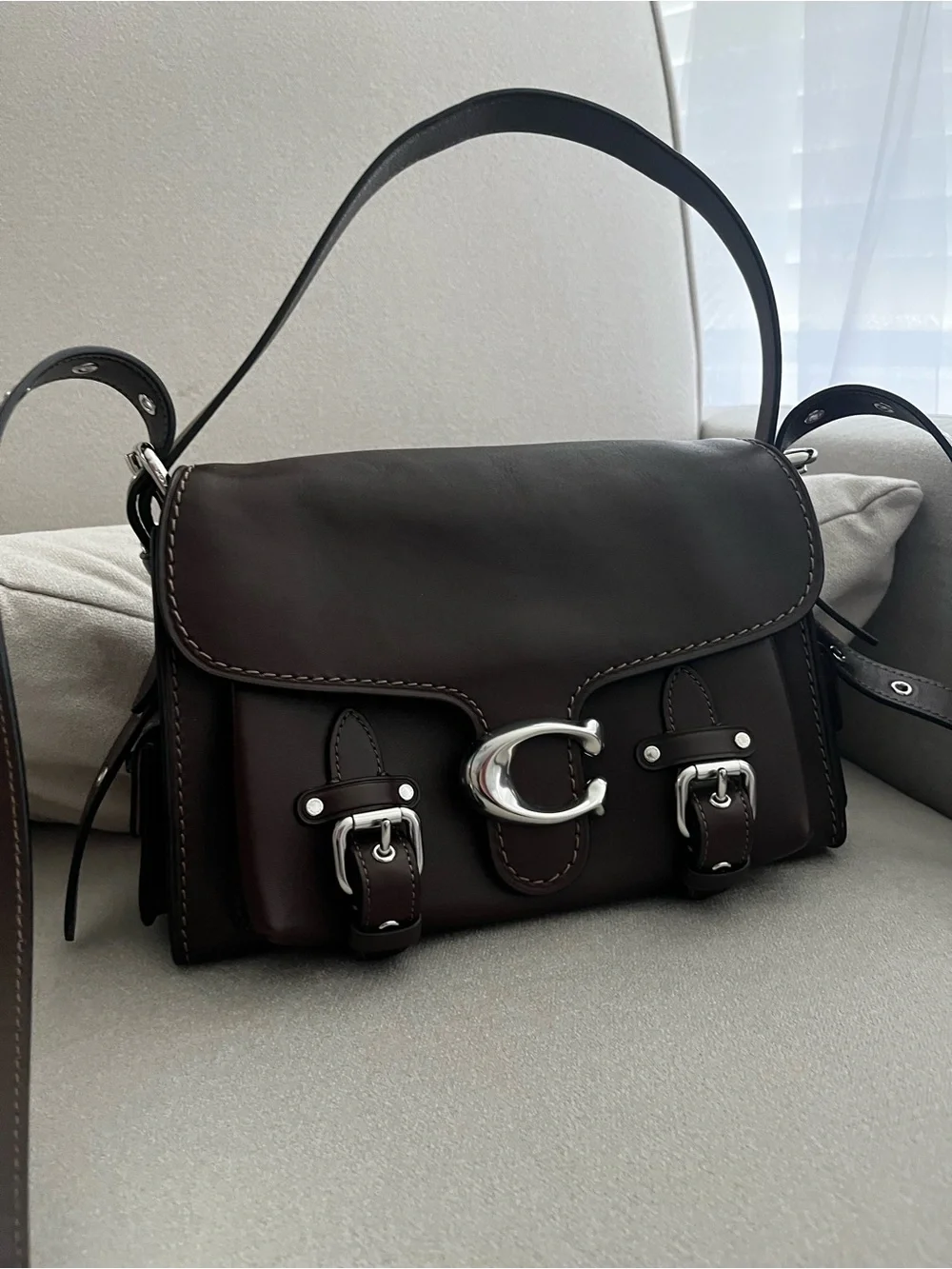 Coach Western Tabby Maple Dark Brown Leather Shoulder Bag with Silver 'C' - Picture 2 of 9